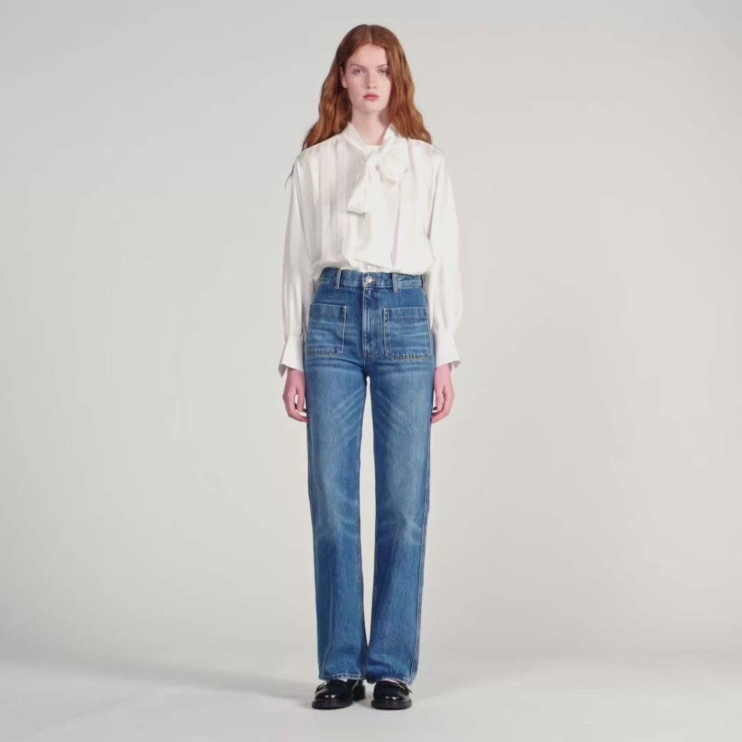 Ambra Silk Lavallière Shirt Ecru