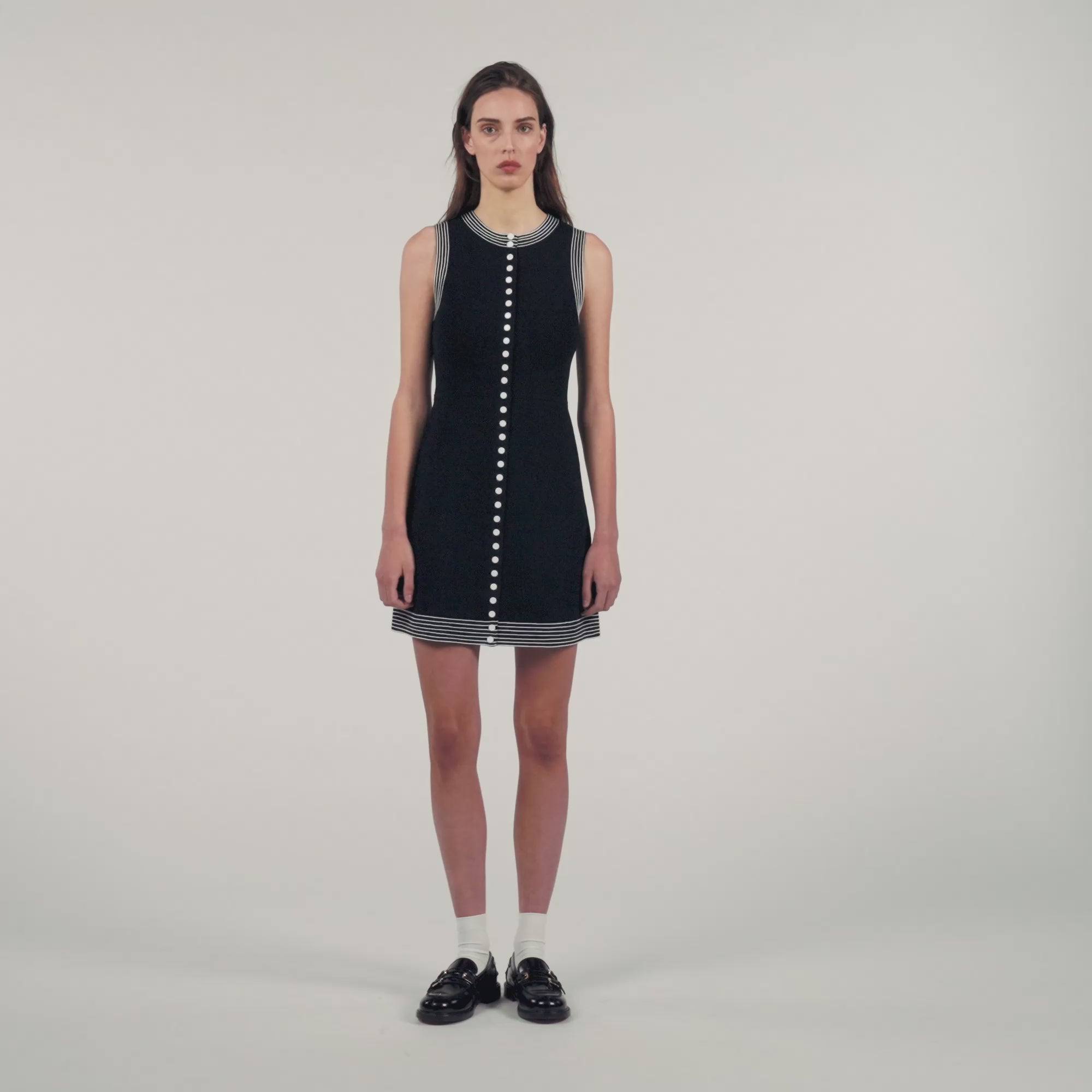 Short Button-Up Dress Black