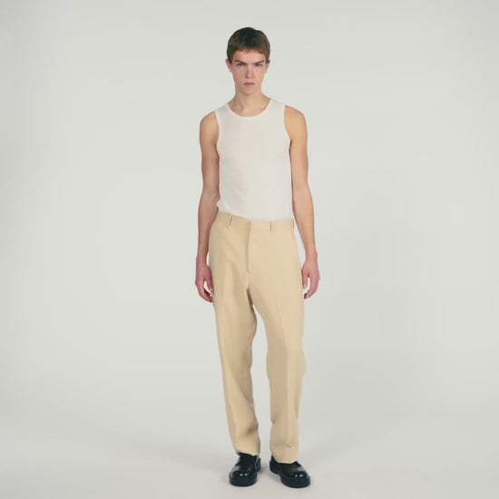 Oversized Linen And Cotton Trousers Butter Cream