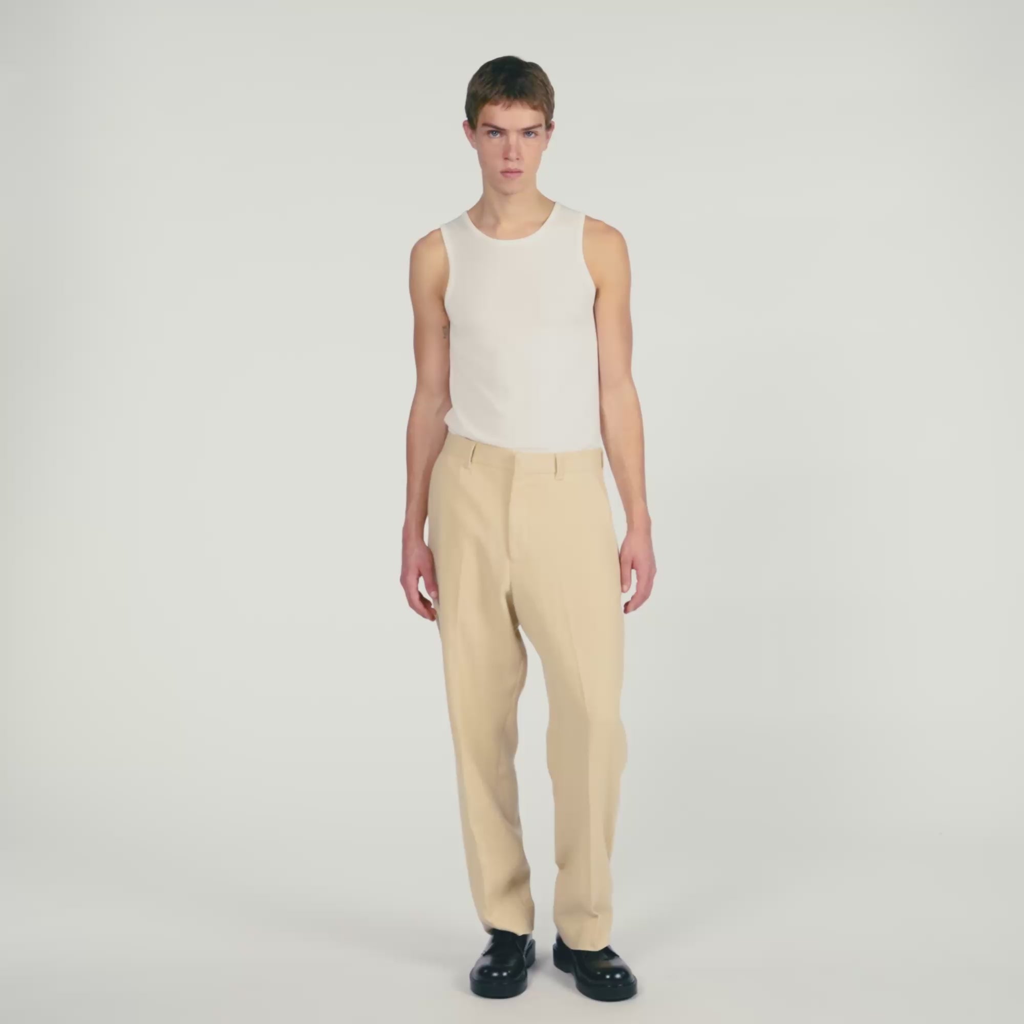 Oversized Linen And Cotton Trousers Butter Cream