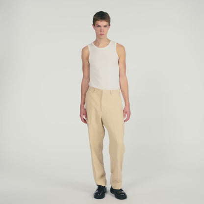 Oversized Linen And Cotton Trousers Butter Cream