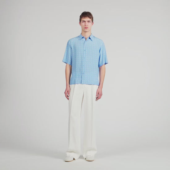Catena Shirt Mc Link Print Loose-Fit Shirt SKY BLUE