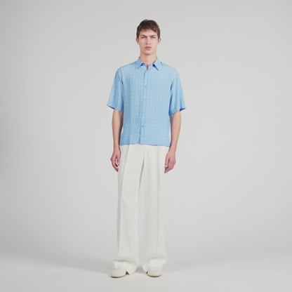 Catena Shirt Mc Link Print Loose-Fit Shirt SKY BLUE