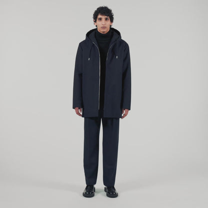 Minimalist Tech Parka Hooded padded parka Navy Blue
