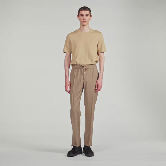 New Alpha Elasticated wool trousers Cappucino
