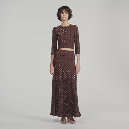 Lisane Cropped rhinestone cardigan Brown