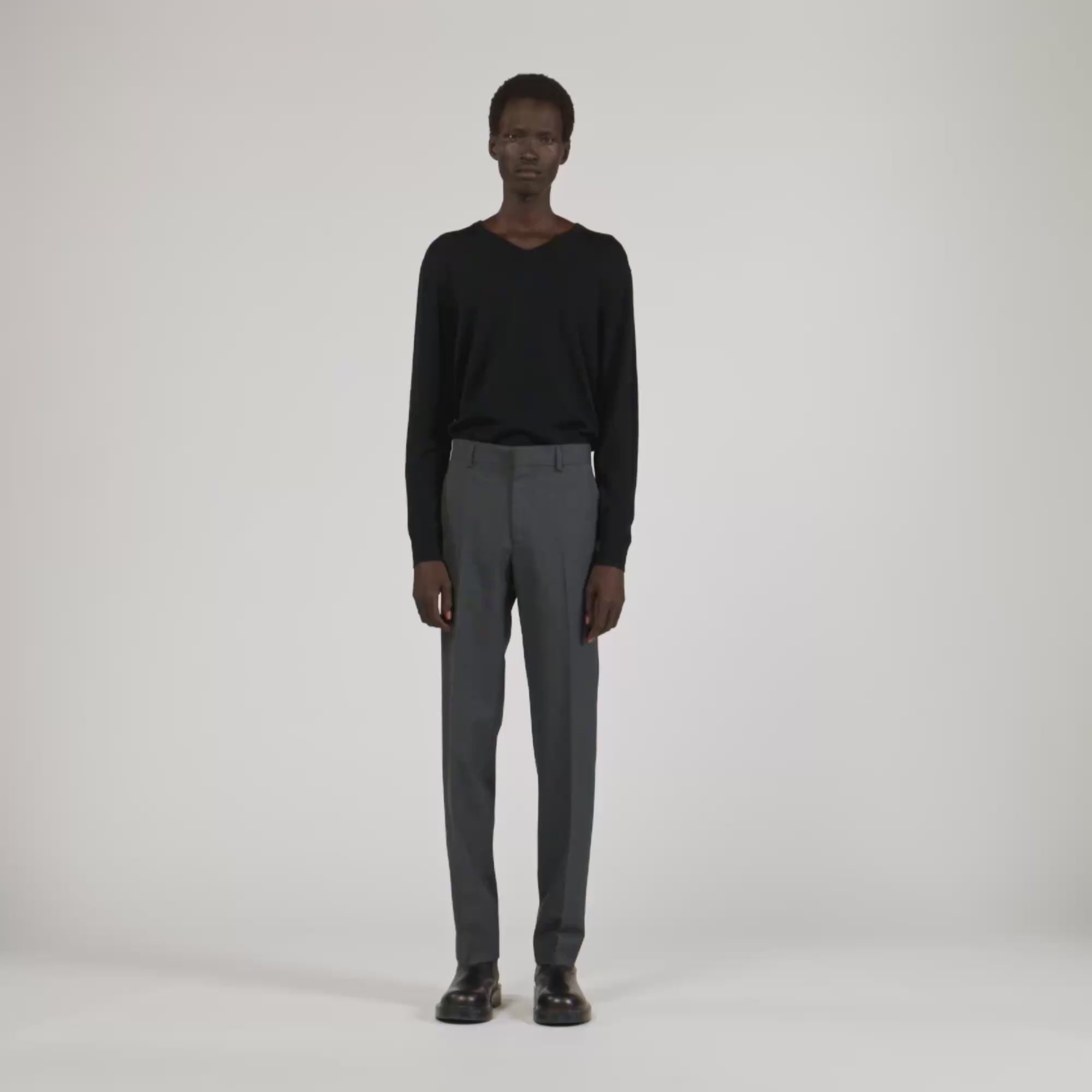 Croise Amf Wool Suit Trousers Heather Charcoal