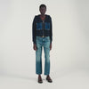 Adriane Knit And Denim Sweatshirt Navy Blue