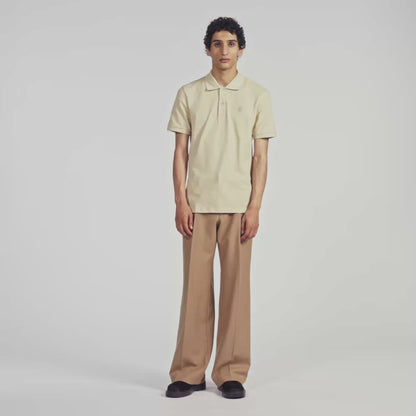 Polo Tonal Patch 4S Cotton polo shirt with leather logo Beige