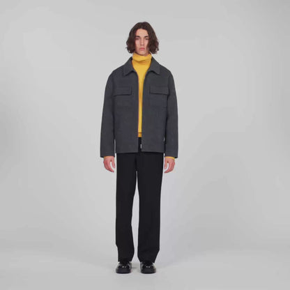Betanew Zipped wool overshirt Heather Charcoal
