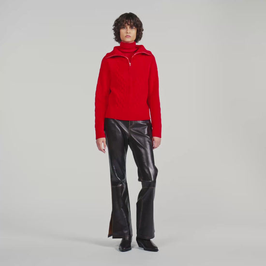 Arabella Zip-neck knit jumper Red
