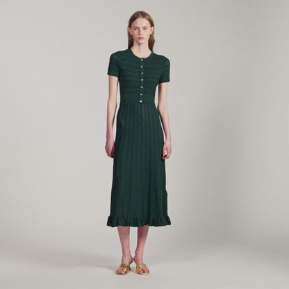 Orianne Pointelle knit maxi dress Green