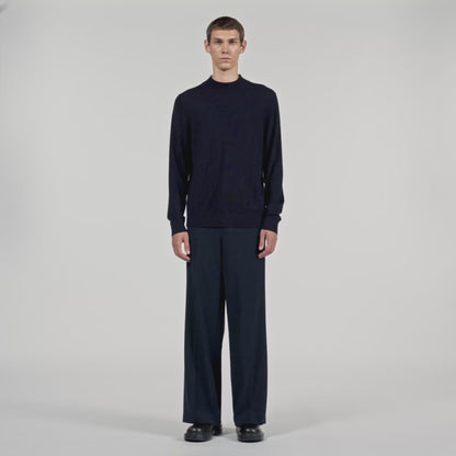 Industrial Wool jumper with high neck Midnight Blue