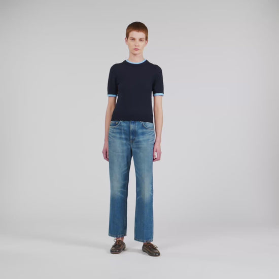 Erel Two-Tone Cropped Jumper Navy Blue