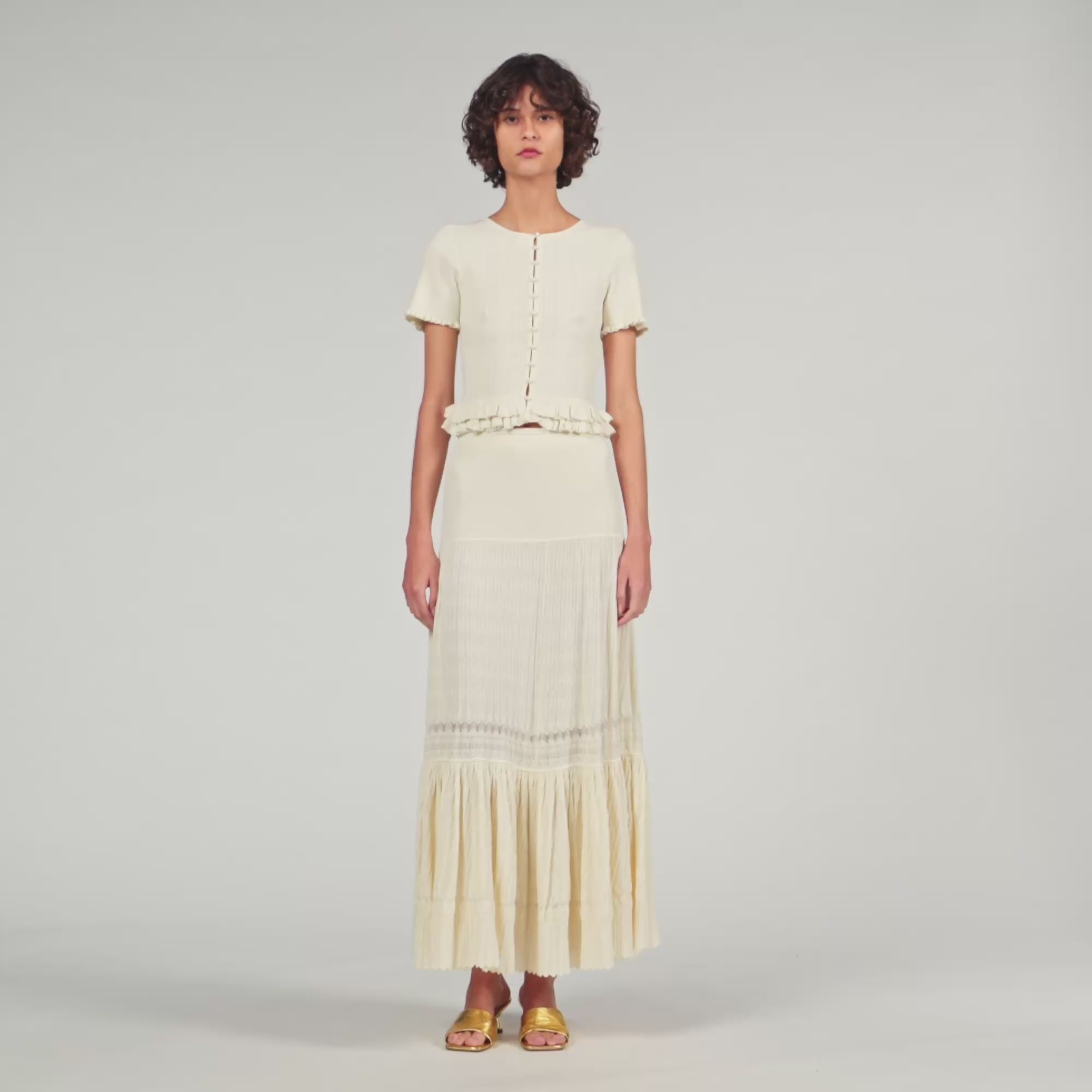 Long Knit Skirt Ecru