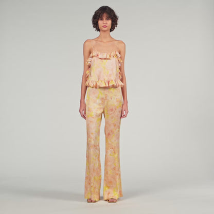 Floral Print Floaty Trousers Pink Green