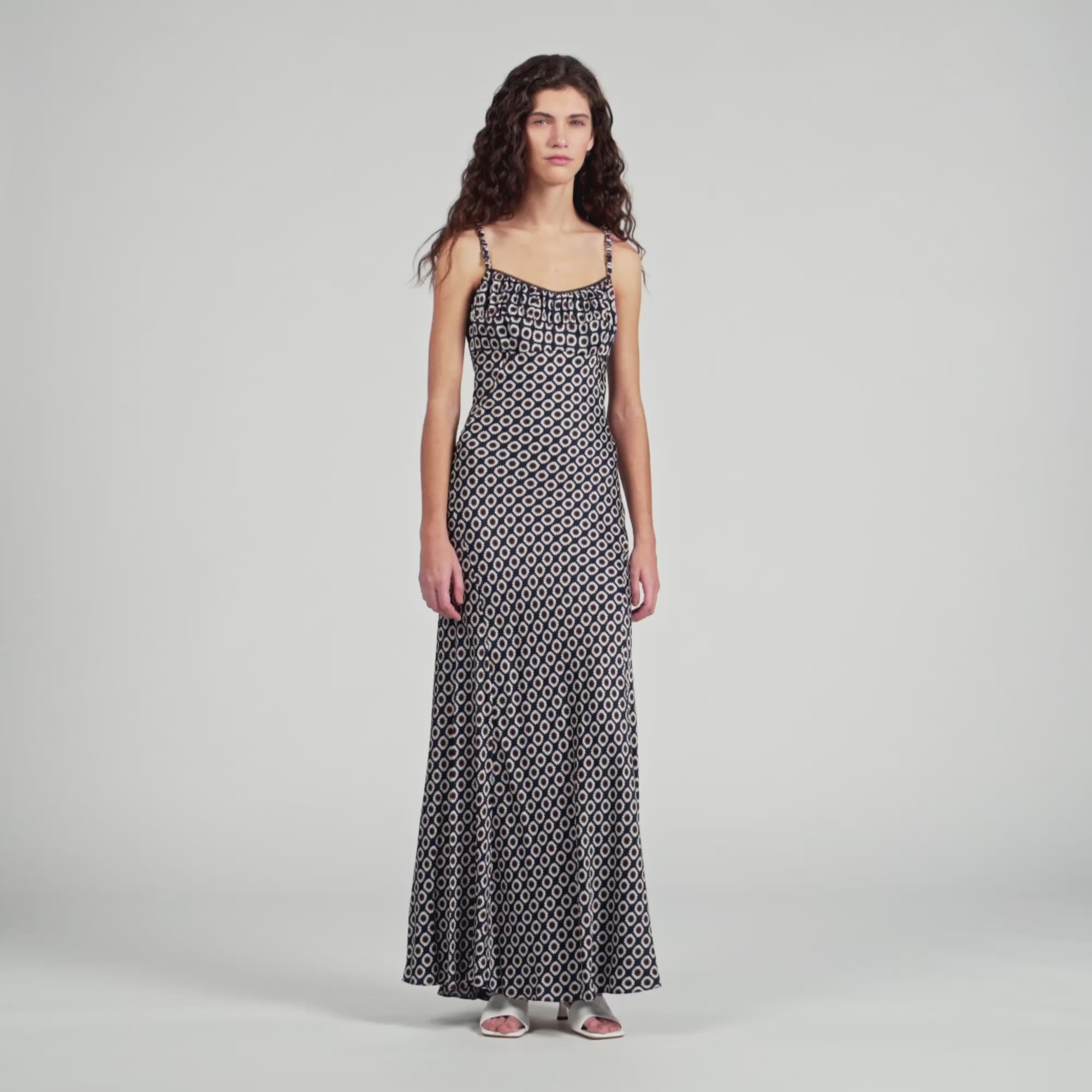 Dona Floral Slip Maxi Dress DEEP BLUE / OCHER