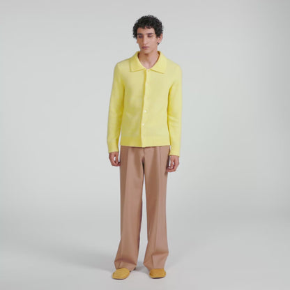 Mohair Shirt Cardigan Alpaca and wool cardigan Yellow