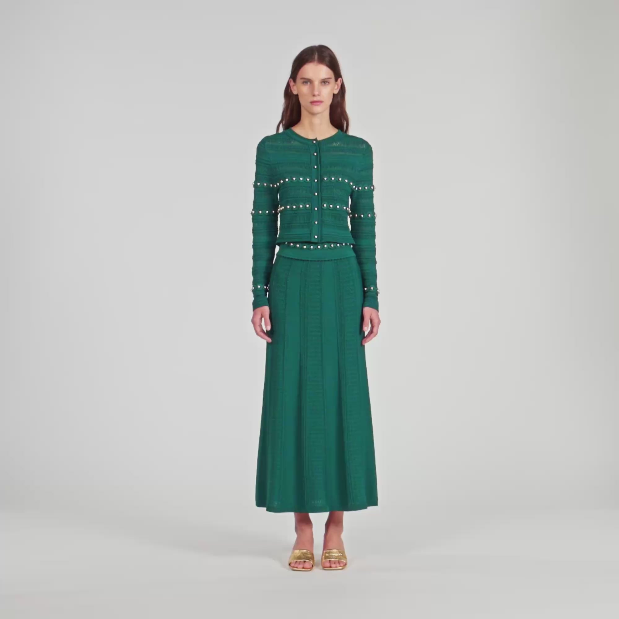 user_c9c86e72 Laneo Pearl Textured Knit Cardigan Dark Green