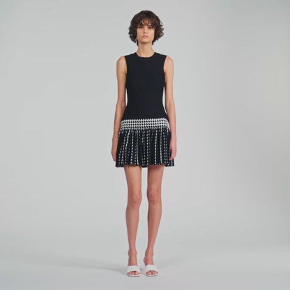 Solea Check knit short dress Black / Ecru