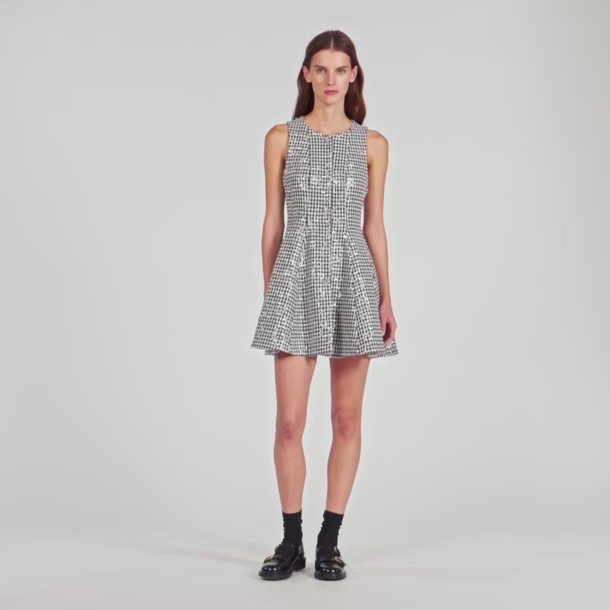 Flavie Tweed And Sequin Short Dress Black / White