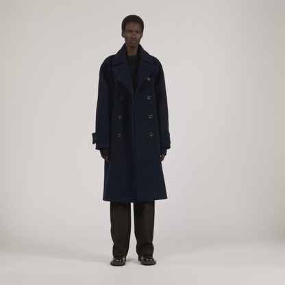 Otto Coat Double-Breasted Wool Coat Navy Blue
