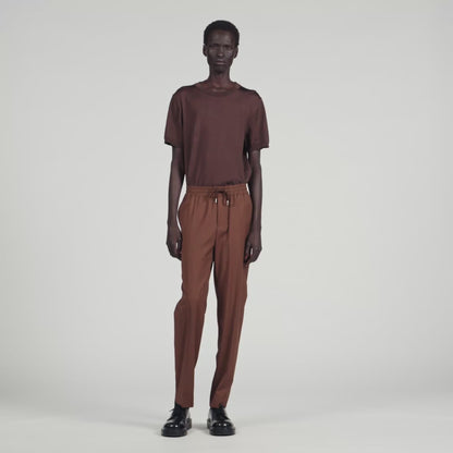 New Alpha Elasticated Straight-Leg Trousers Chocolate