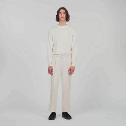 Pierre Pants Linen  Straight Leg Trousers Ecru