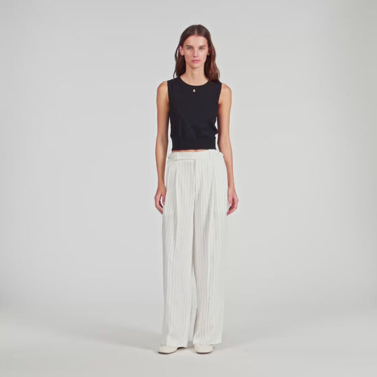 Striped Suit Trousers Ecru Black