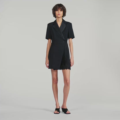Baccarat Tailored collar wraparound dress Black