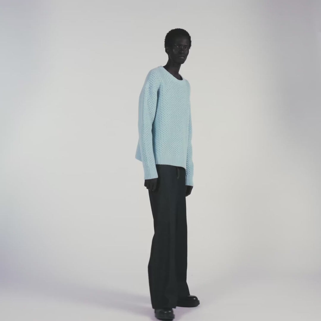 Honeycomb Pull Honeycomb Stitch Wool Jumper Sky Blue