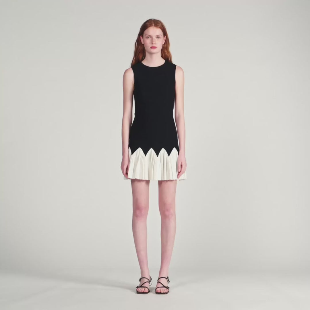 Shop Cassie Two-Tone Short Knit Dress Black / Ecru for Woman Online