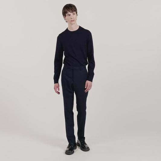 Wool Suit Trousers Navy Blue