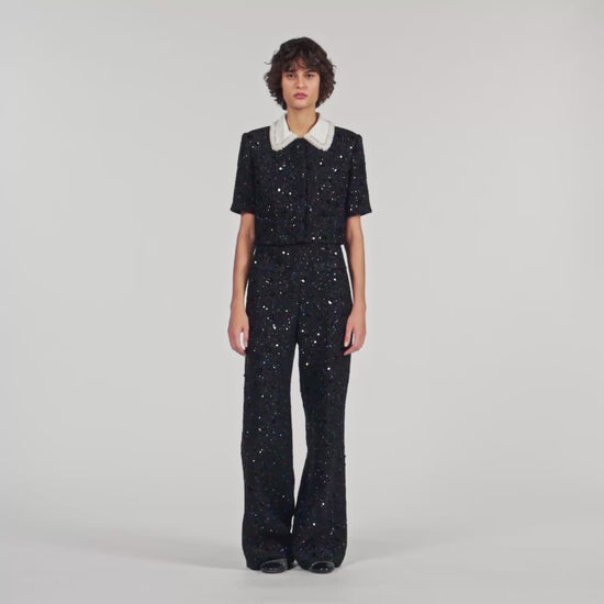Bennett Rhinestone tweed trousers Black