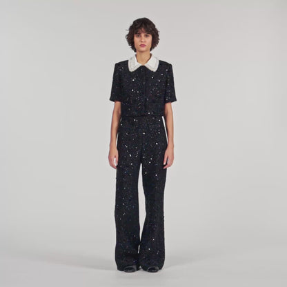 Bennett Rhinestone tweed trousers Black
