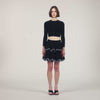 Dove Velvet Knit Cropped Cardigan Black