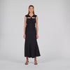 Croisette Satin Maxi Dress With Rhinestones Black