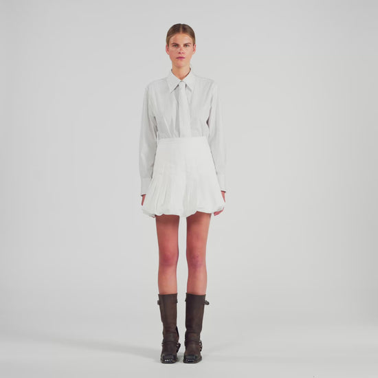 Taylor Striped Shirt With Detachable Tie White / Red