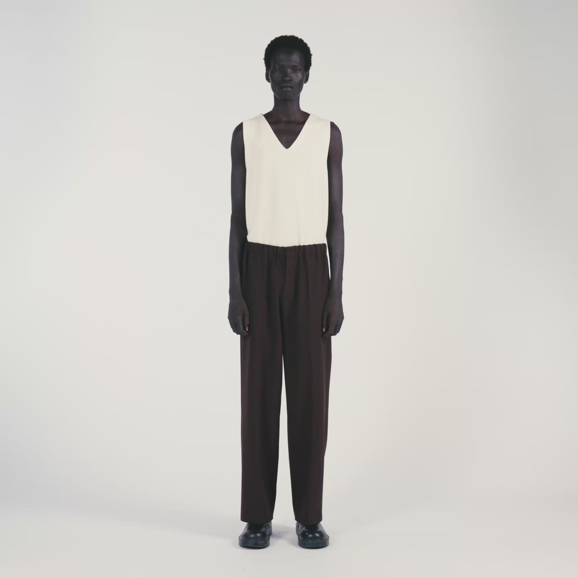 Large Jersey Wide-Leg Trousers Chocolate