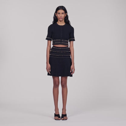 Loria Short skirt with tassels Black