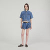 Luna Ruffled Denim Shorts Blue Jean
