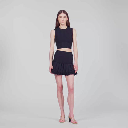 Noella Short ribbed knit skirt Black