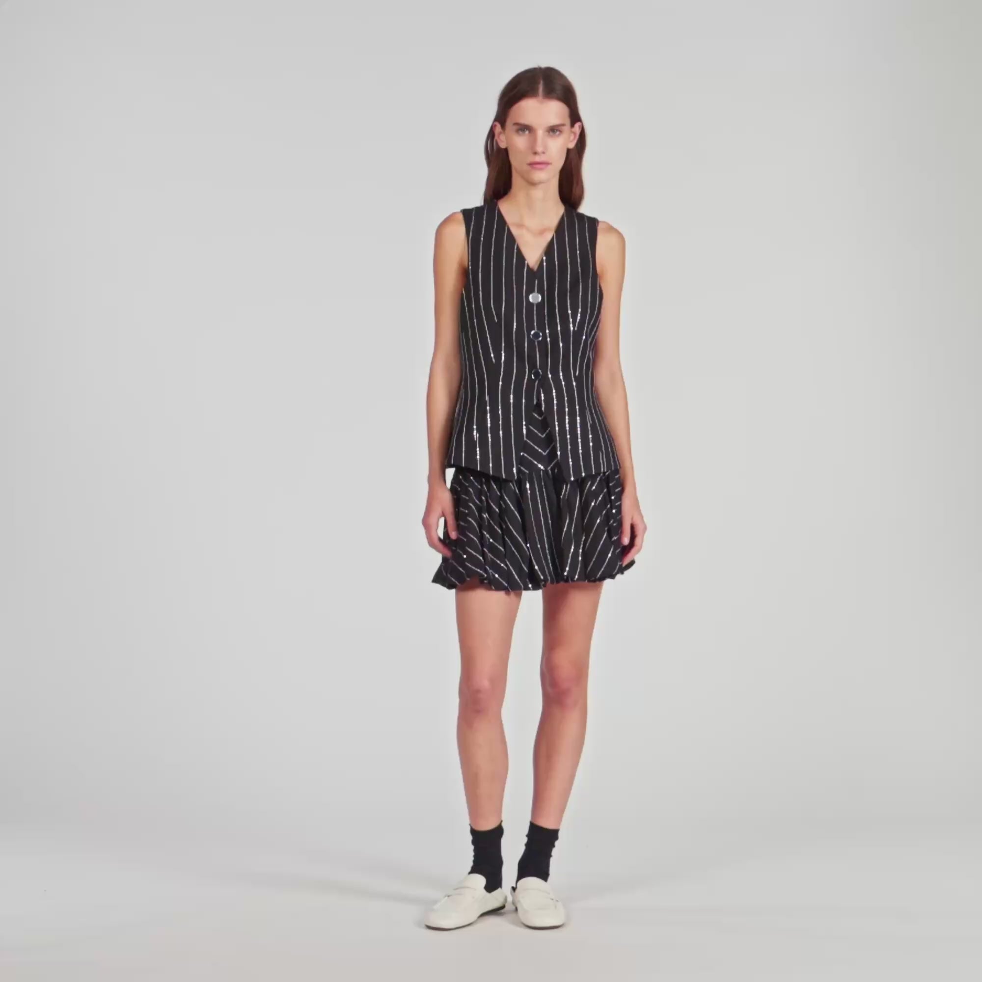 Jaime Sequinned Striped Jacket Black / White