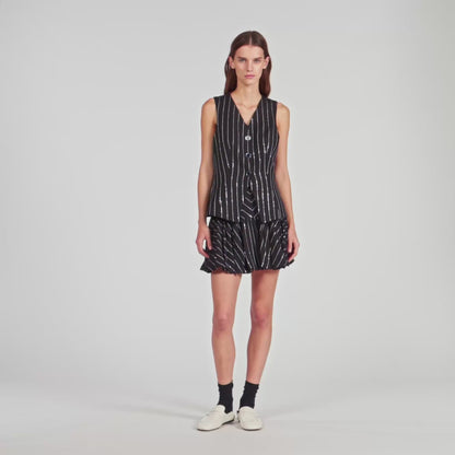 Jaime Sequinned Striped Jacket Black / White