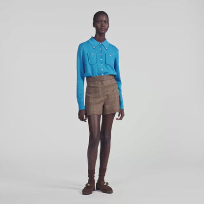Finn Check wool shorts Taupe