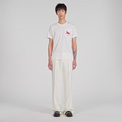 Horse Tee Embroidered Horse Cotton T-Shirt White
