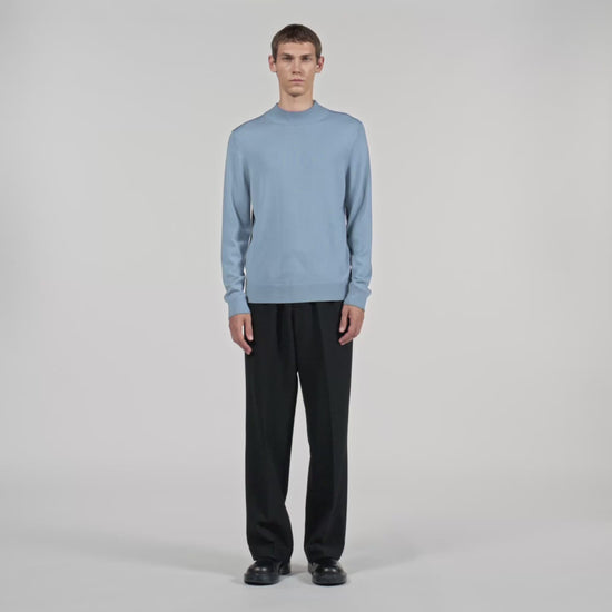 Industrial Wool jumper with high neck Chambray.