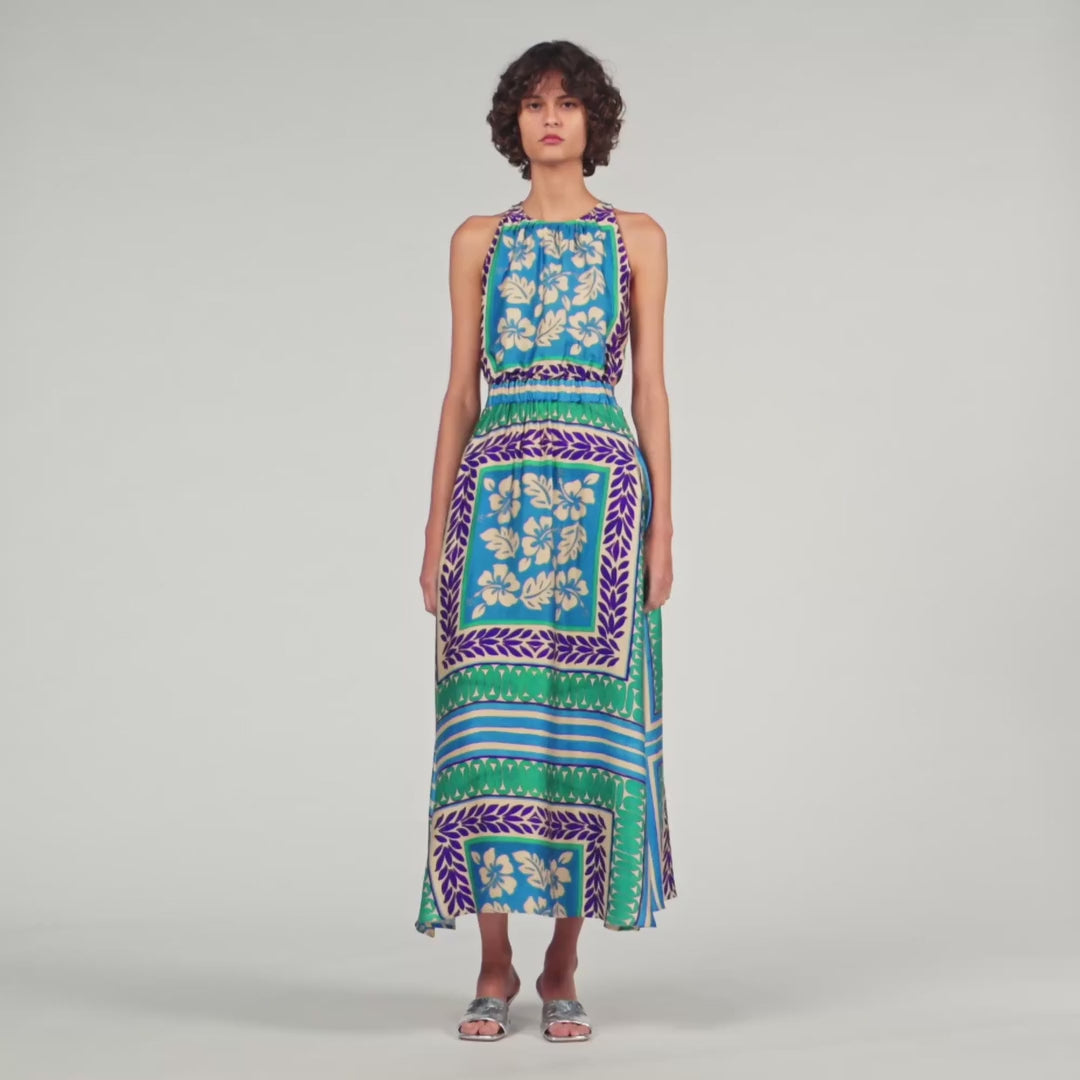 Jade Floral Print Maxi Dress Green / Purple