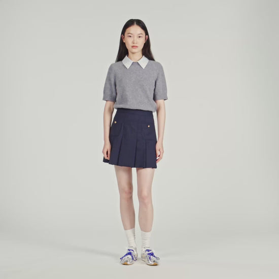 Theo Detachable Collar Wool Jumper Grey