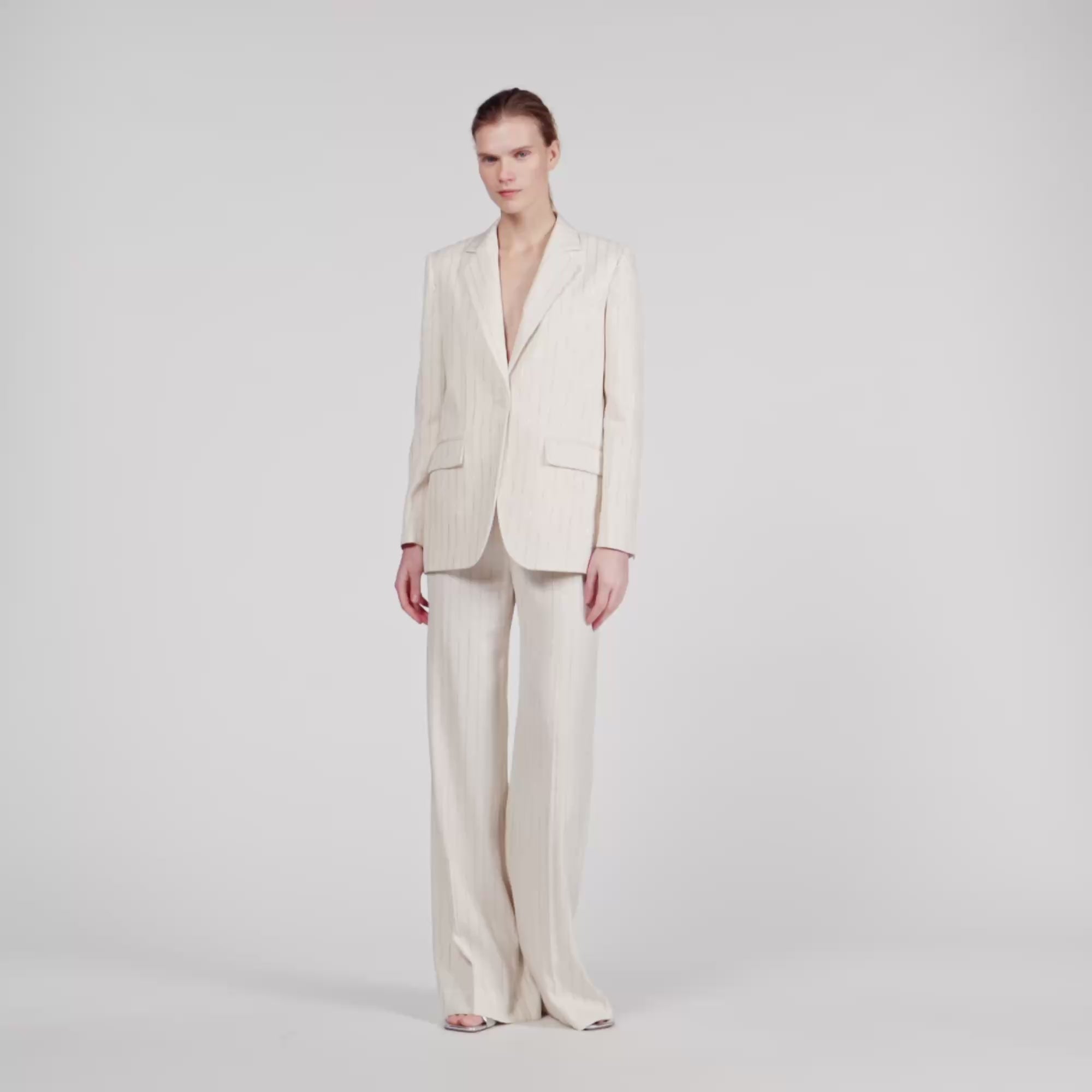 Birkin Striped Tailored Jacket ECRU / SILVER